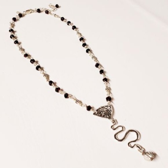 Sterling Silver Garnet Snake Necklace - Picture 8 of 16